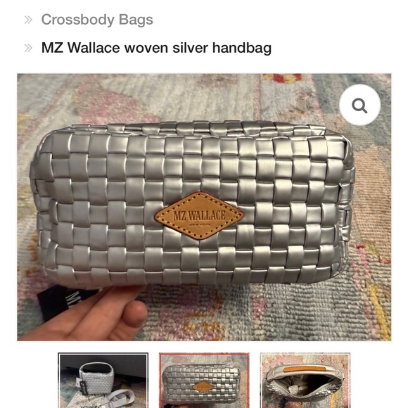 MZ Wallace Metallic Silver woven hobo Crossbody Bag - Picture 10 of 11
